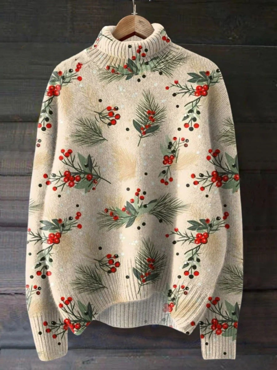 Pull à col roulé en maille imprimée de Noël pour l'hiver