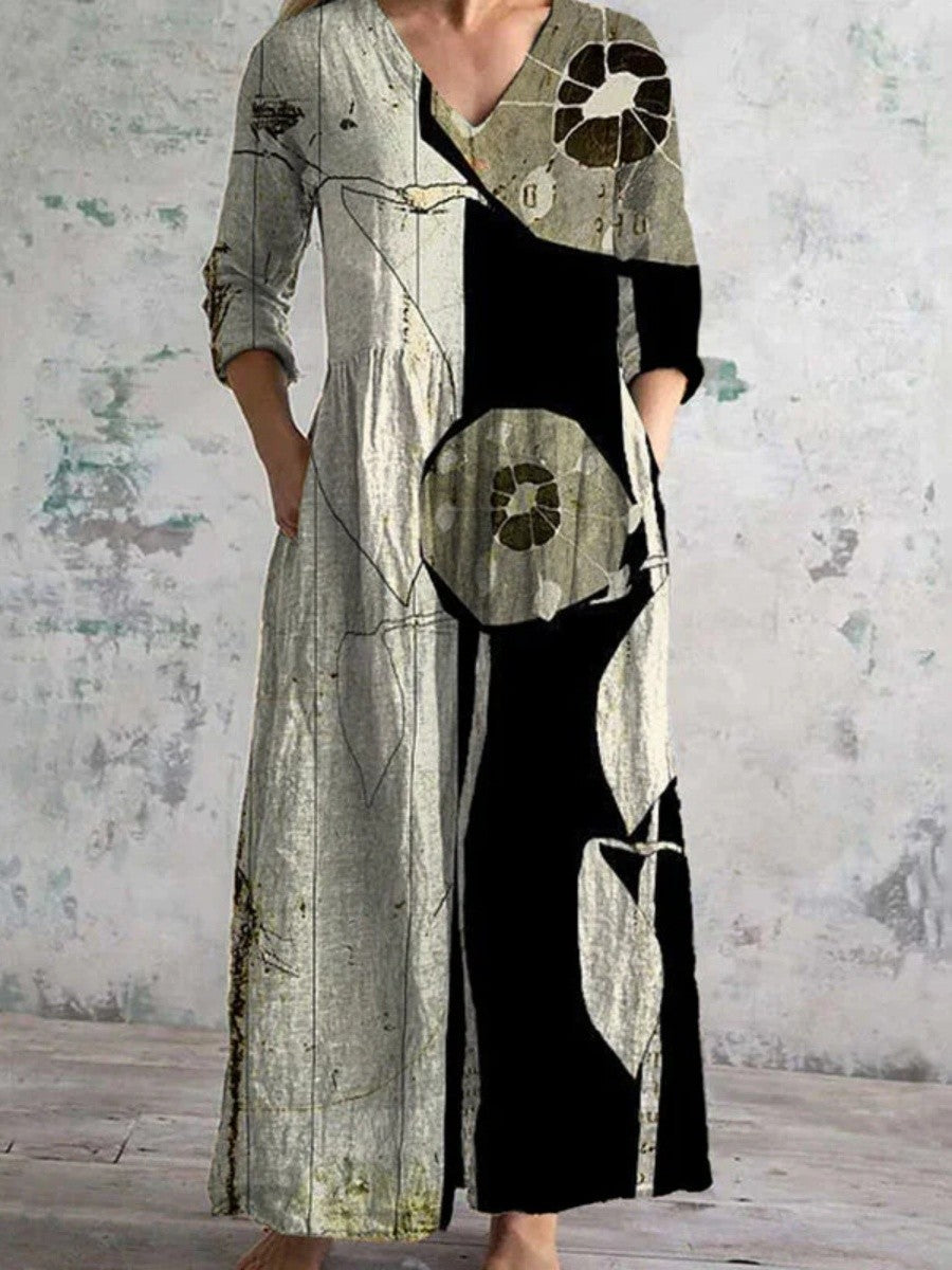 Abstract Print Vintage Dress