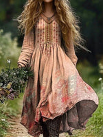 Ethnic-Inspired Printed Vintage Dress