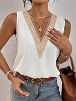 Loose V-Neck Sleeveless Split-Joint Blouse