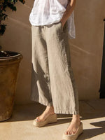 Plain Cotton And Linen Loose Pants