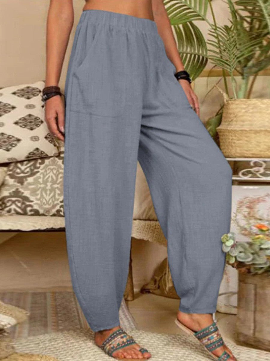 Plain Cotton Casual Pants