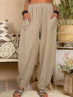 Plain Cotton Casual Pants