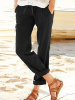 Solid Color Casual Straight-Leg Pants