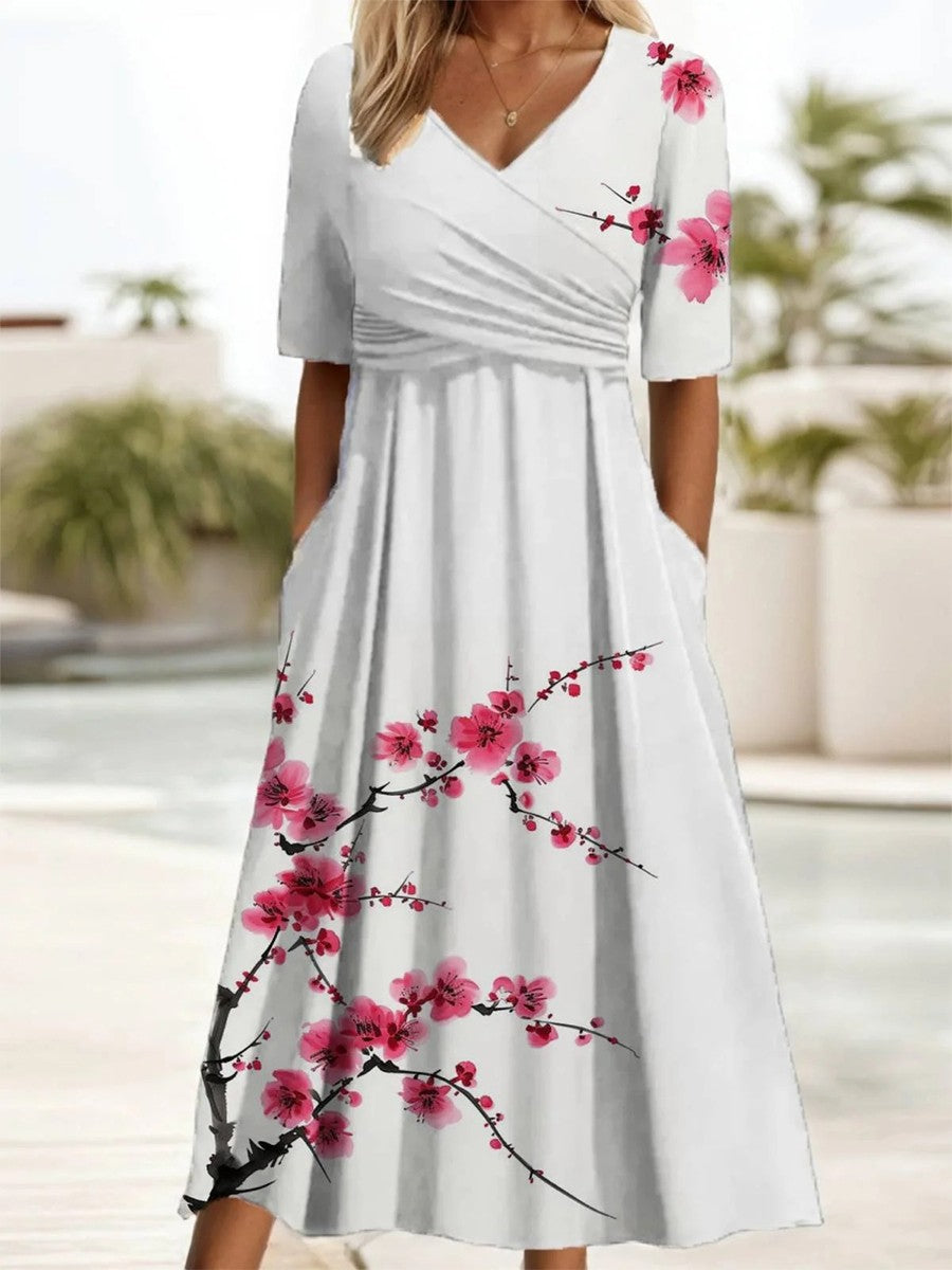 Short Sleeve Summer Floral Dress