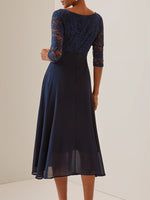 Wedding Party Lace Chiffon Mid Sleeved Dress