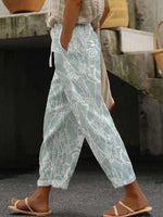 Lace Print With Elastic Waist Loose Casual Pants