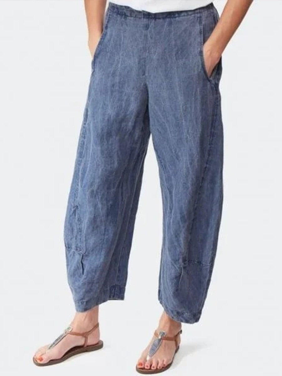 Solid Color Casual Cotton Pants