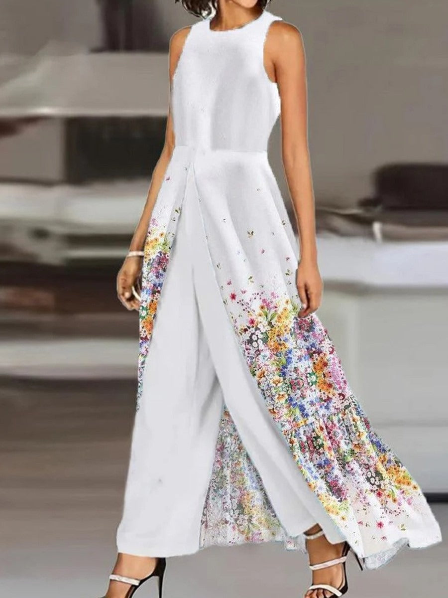 Elegant Floral Sleeveless Comfy Jumpsuits