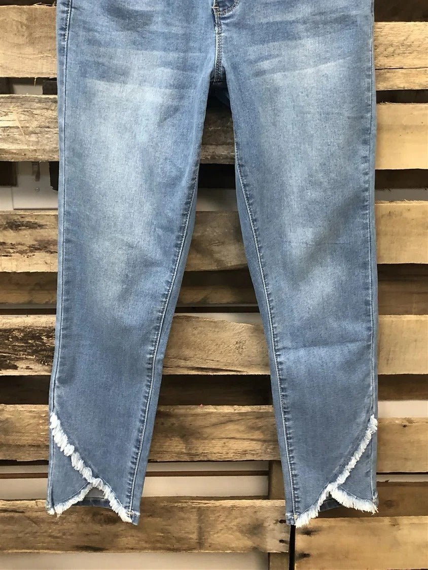 Solid Asymmetric Straight Leg Casual Denim Jeans
