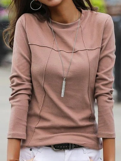 Women's Casual Plain Crew Neck Long Sleeve T-Shirt