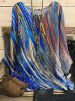 Ombre Loose Casual Crew Neck Blouse