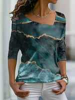 Asymmetrical Abstract Graphic Regular Fit Casual T-Shirt