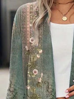 Ethnic Regular Frill Hem Lightweight Casual Loose Cardigan
