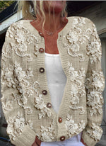 Vintage Floral Print Button Knit Cardigan