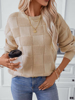 Plain Long Sleeve Comfy Casual Yarn/Wool Yarn Sweater