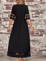 Plain Crew Neck Short Sleeve Comfy Casual Maxi Dress