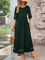 Plain Crew Neck Short Sleeve Comfy Casual Maxi Dress