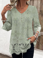 V-neck Plain Short Sleeve Loose Shirt