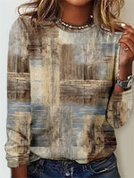 Geometric Print Casual Crew Neck Long Sleeve T-shirt