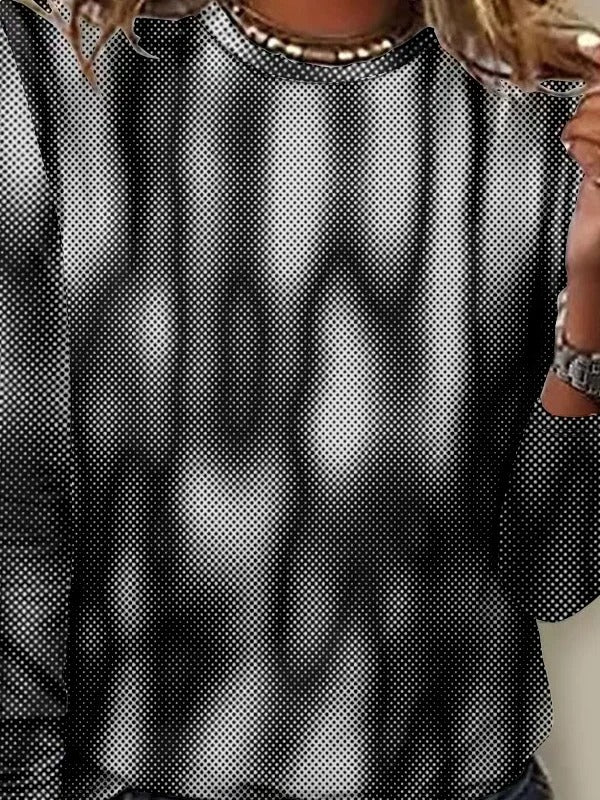 Abstract Crew Neck Long Sleeve Casual T-shirt