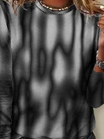 Abstract Crew Neck Long Sleeve Casual T-shirt