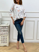 Casual Floral Print Crew Neck Long Sleeve Daily Loose Blouse