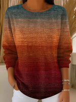 Autumn Gradient Color Crew Neck Long Sleeve Comfy Sweater