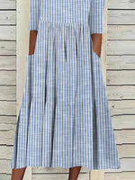Women's Casual Dress Striped Crew Neck Half Sleeve Midi Dress