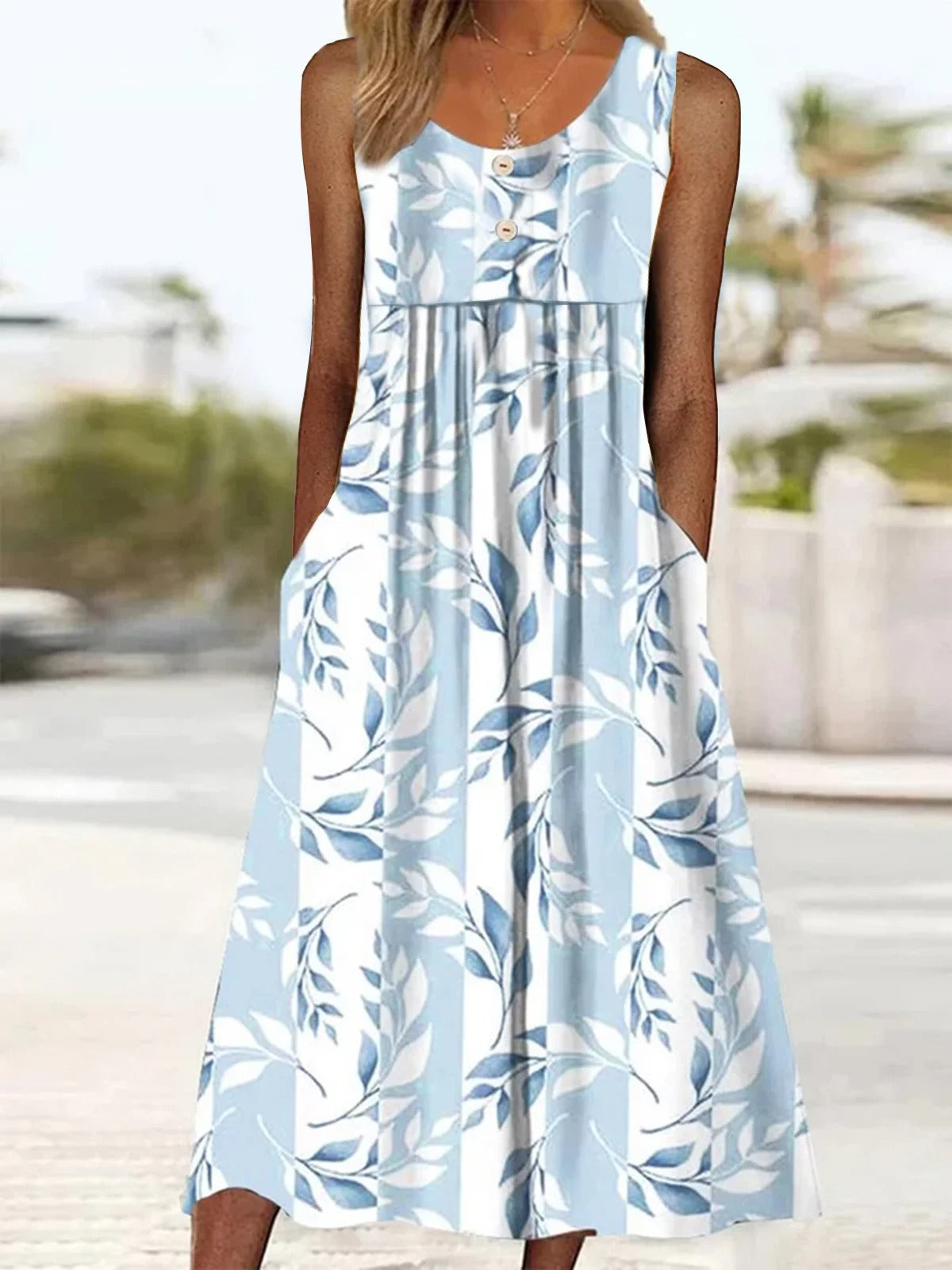 Half Sleeve Floral Elegant Two-Piece Midi Dress