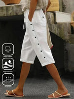 Plain Casual Cotton And Linen Loose Pants