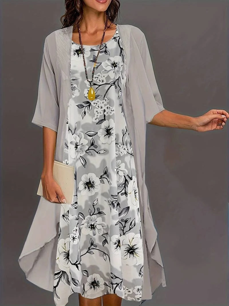 Elegant Chiffon Two-Piece Midi Dress