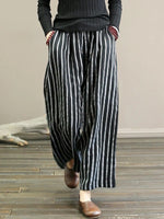 Casual Striped Long Wide Leg Pants