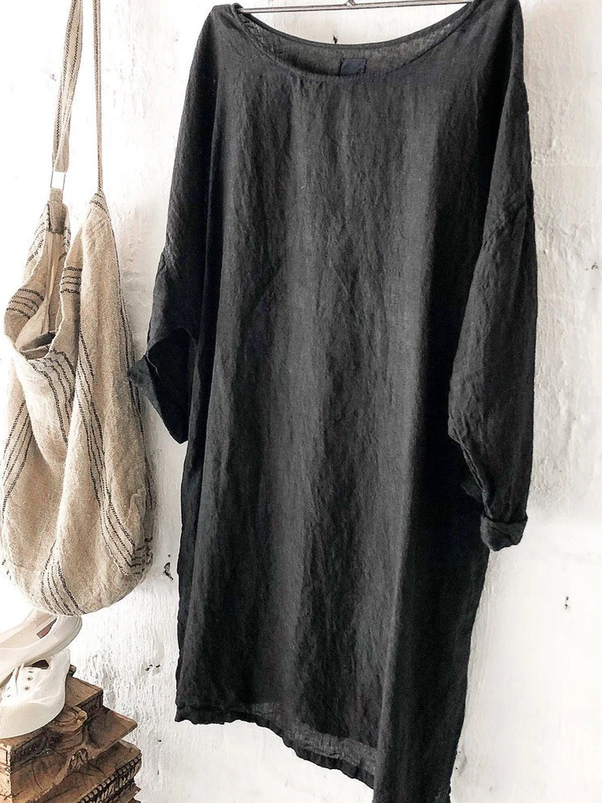 Casual Solid Crew Neck Blouse