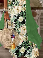 Wrap Casual Floral 3/4 Sleeves Two-Piece Maxi Dress