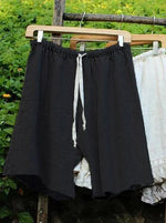 Women's Lace Up Elastic Waistband Shorts Linen Bloomers