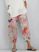 Casual Floral Comfortable Cropped Wide Leg Pants