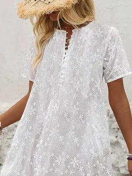 Crew Neck Simple Plain Cotton Midi Dress