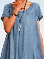 Plain Casual Denim A-Line Women's Midi Dress