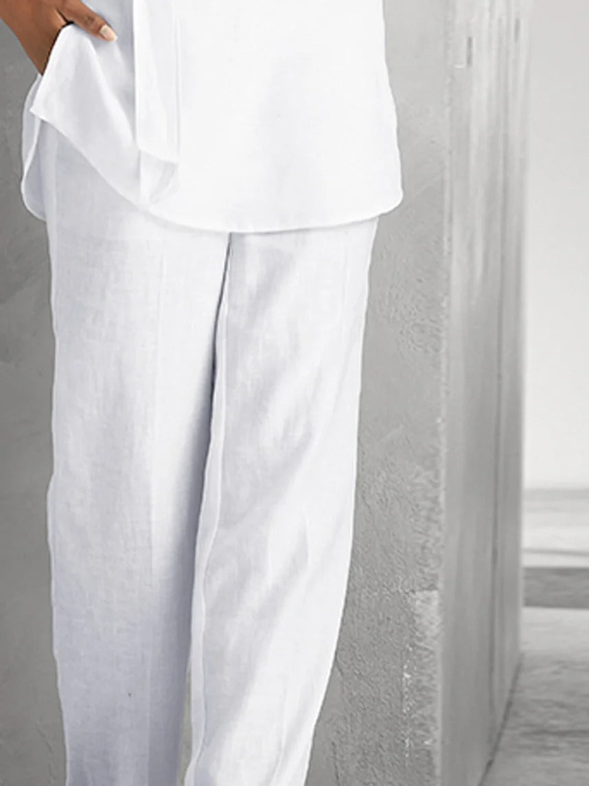 Plain Casual Pocket Stitching Loose Pants