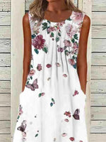 Sleeveless Regular Fit Vacation Floral Midi Dress