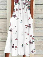 Sleeveless Regular Fit Vacation Floral Midi Dress