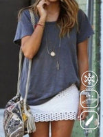 Casual Plain Loose Jersey Short Sleeve T-Shirt