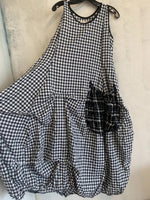 Women's Checkered Summer Pockets Midi Dress