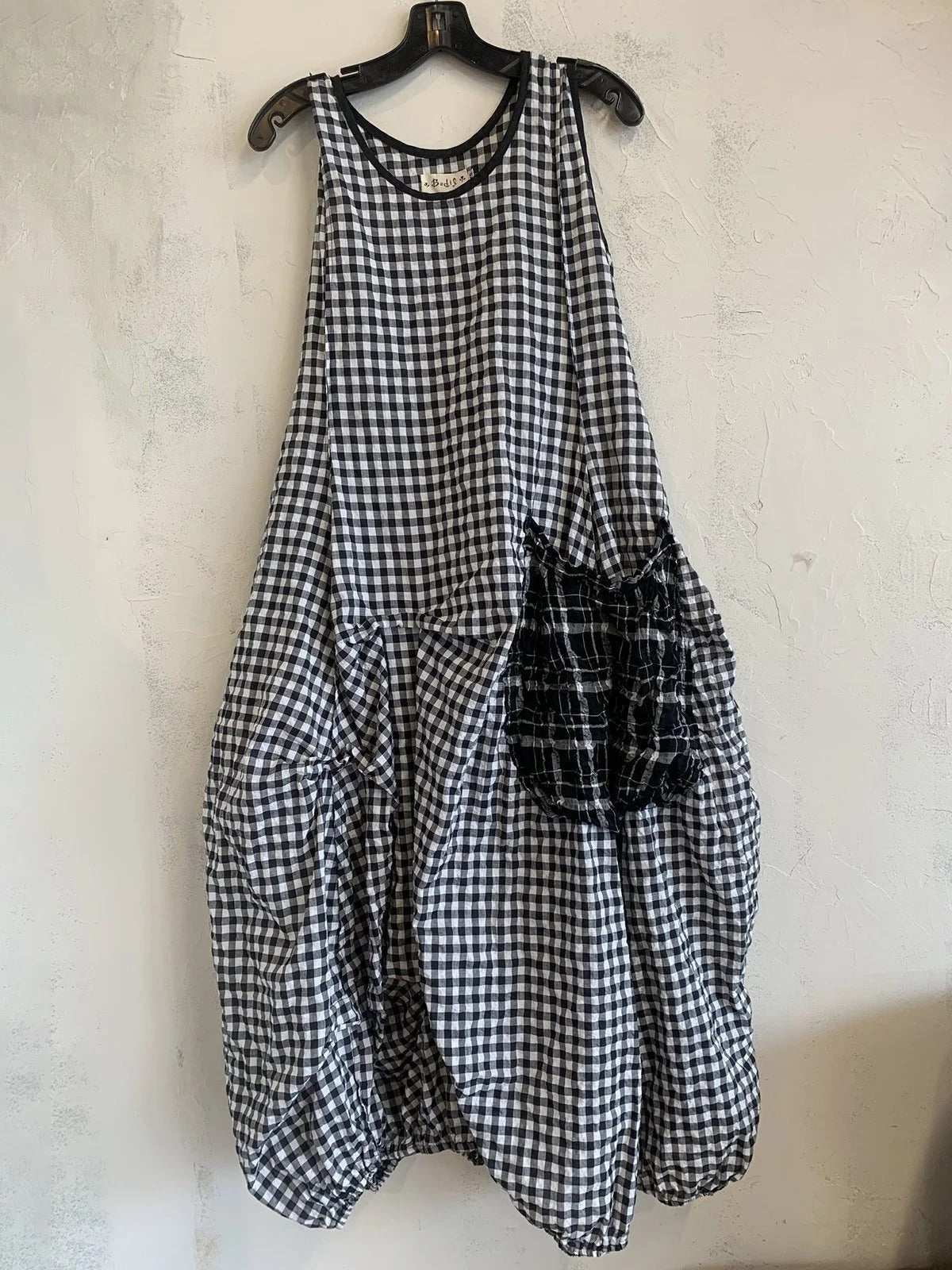 Women's Checkered Summer Pockets Midi Dress