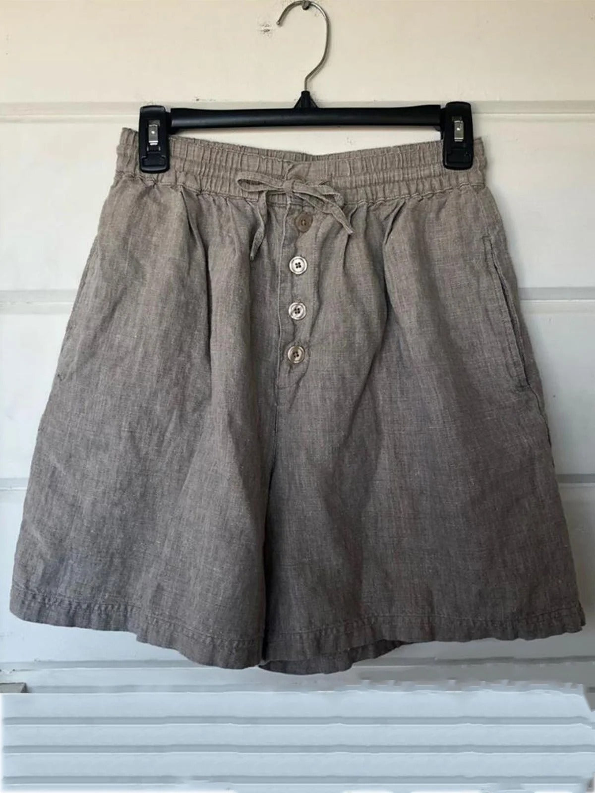 Plus Size Solid Casual Pockets Shorts