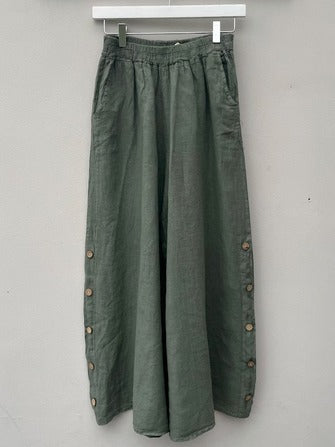 Plain Cotton Casual Loose Wide Leg Pants