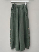 Plain Cotton Casual Loose Wide Leg Pants