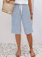 Casual Solid Color Striped Quarter Pants