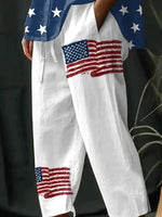 America Flag Pockets Casual Loose Pants